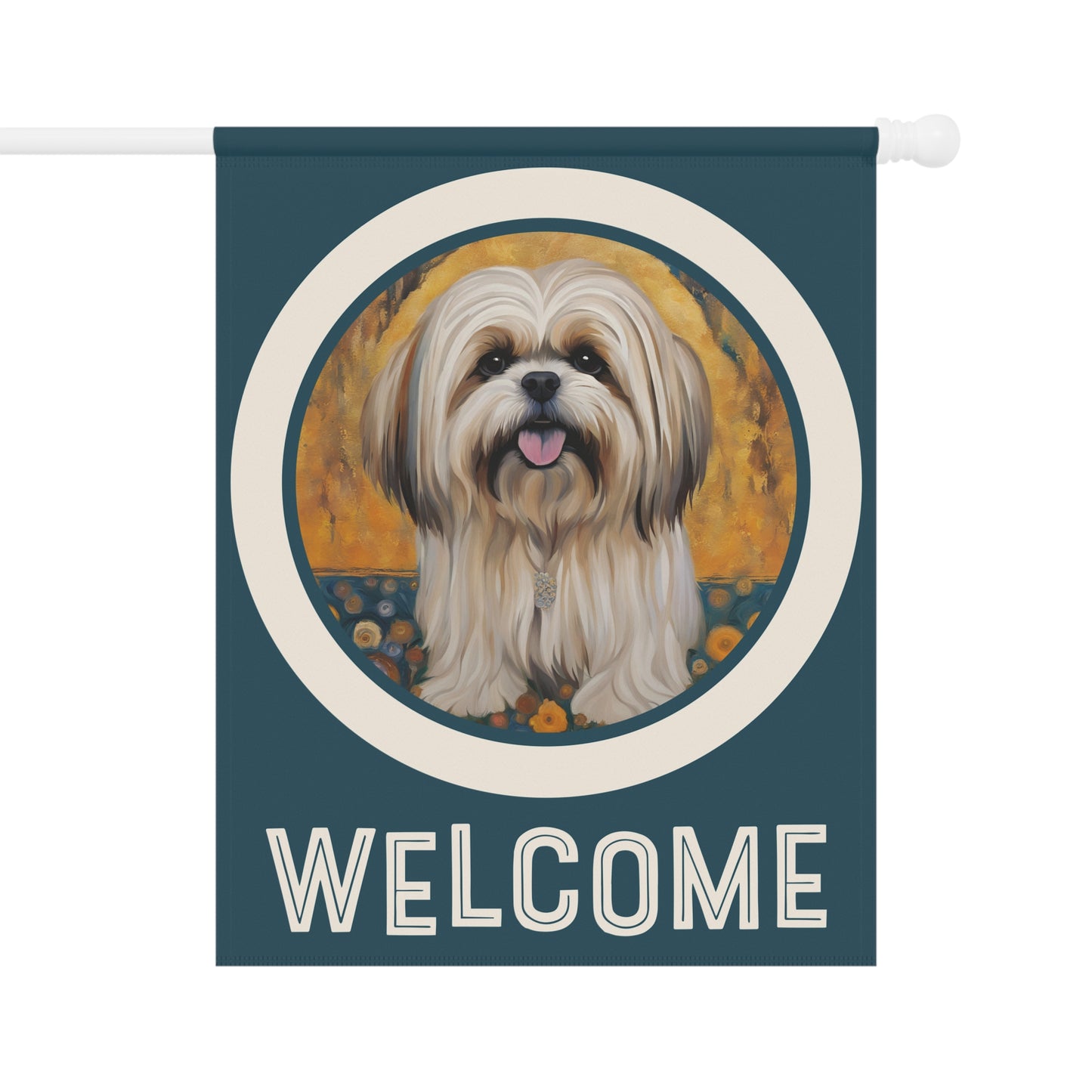 Lhasa Apso Welcome 2-Sided Garden & House Flag/Banner