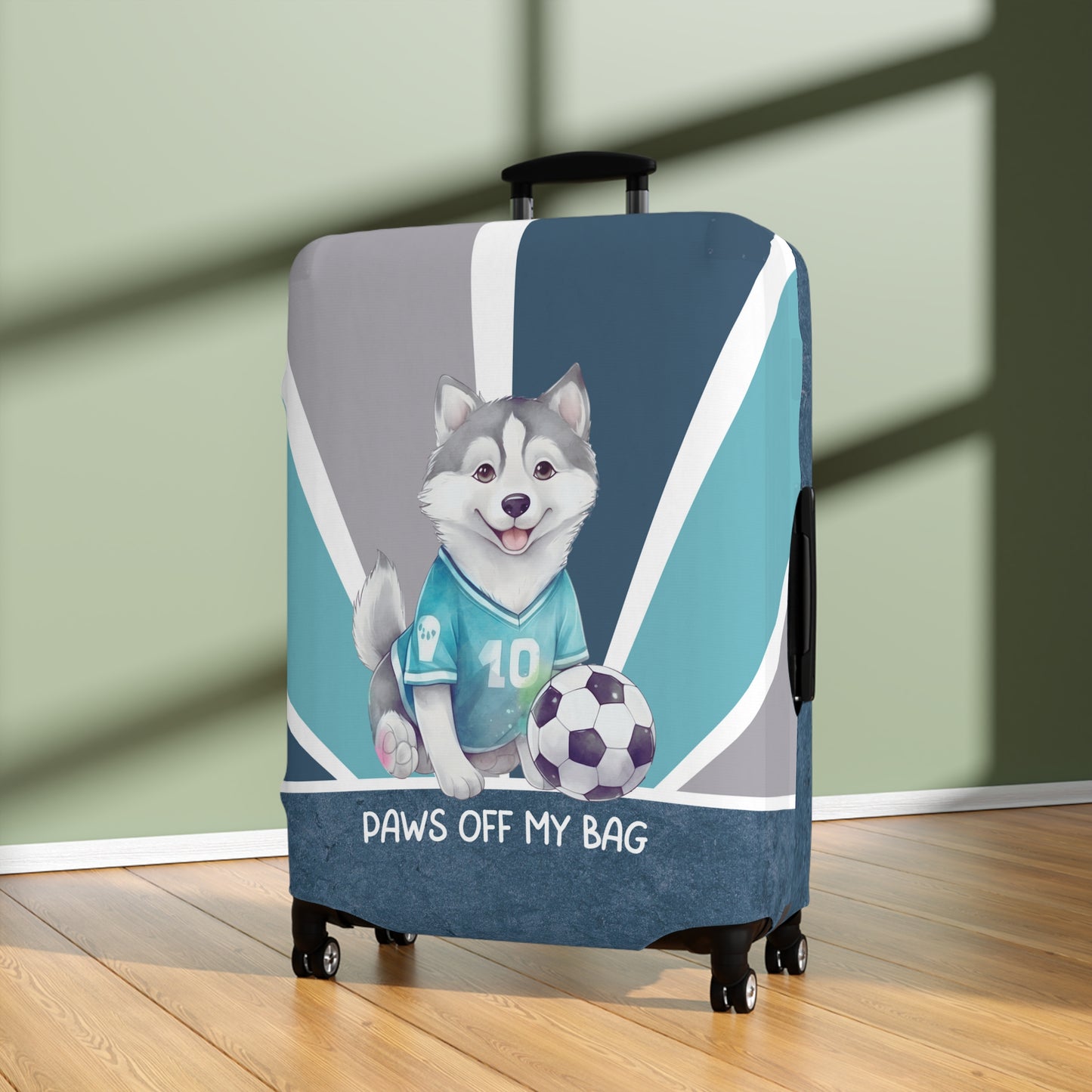 Husky with Soccer Ball Paws Off My Bag Luggage Cover