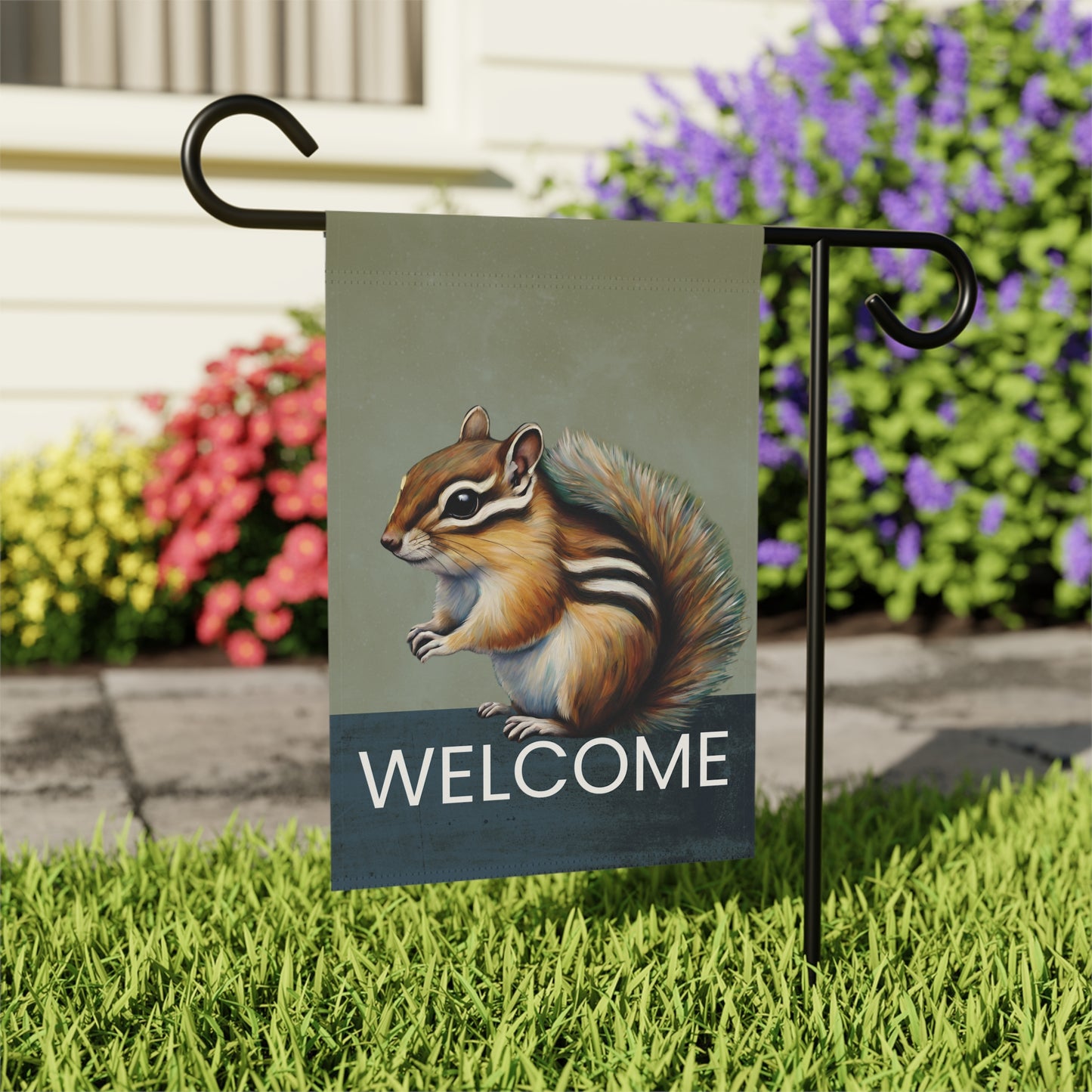 Chipmunk Welcome 2-Sided Garden & House Flag/Banner