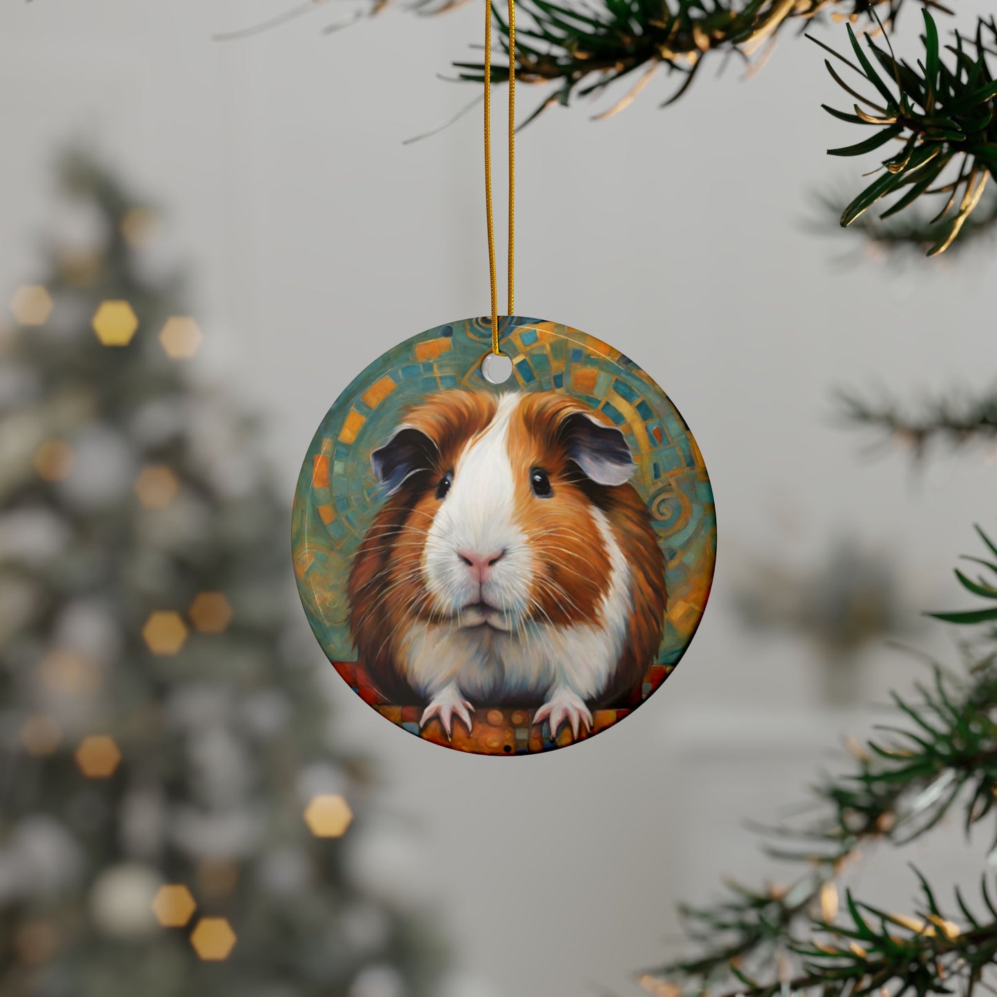 Guinea Pig 3" Ceramic Ornaments, 2-Side Print, (1pc, 10pcs)