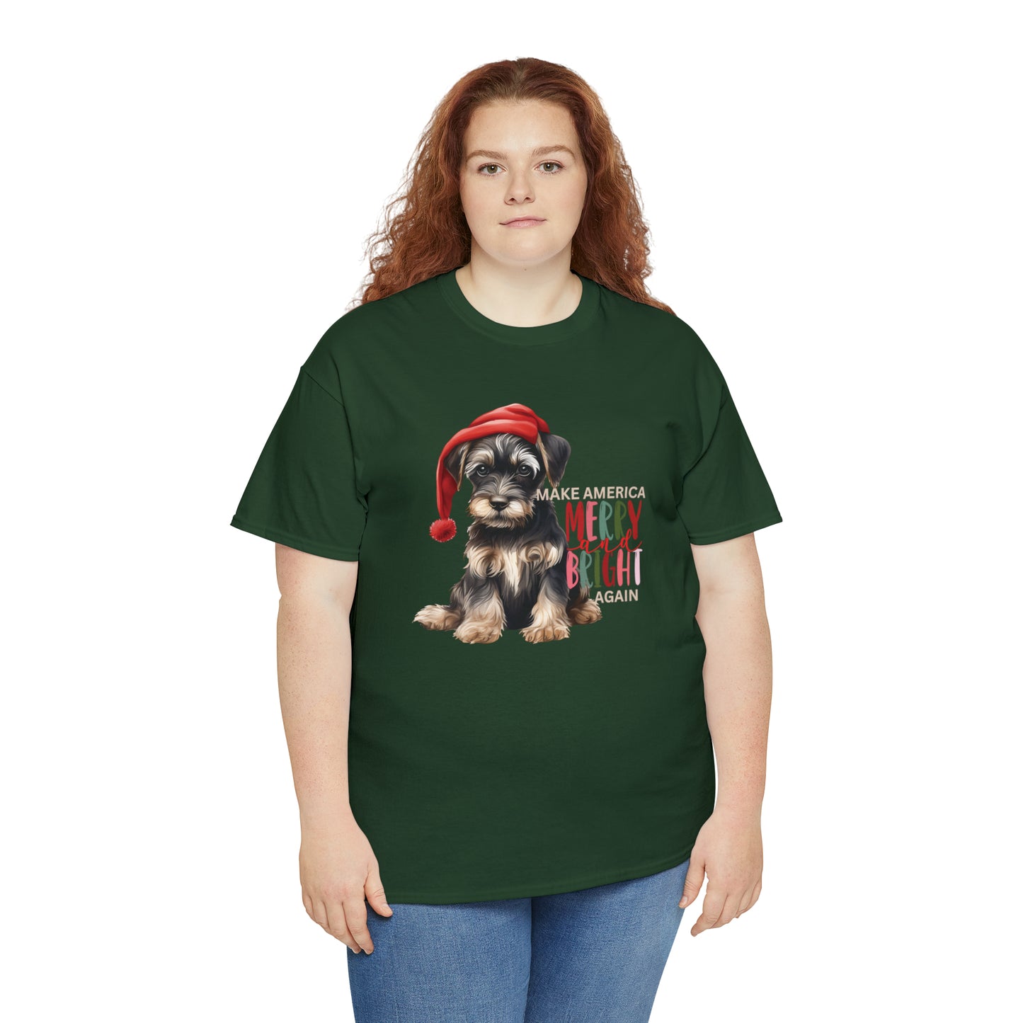 Santa Dog Make America Merry & Bright Again Unisex Heavy Cotton Tee