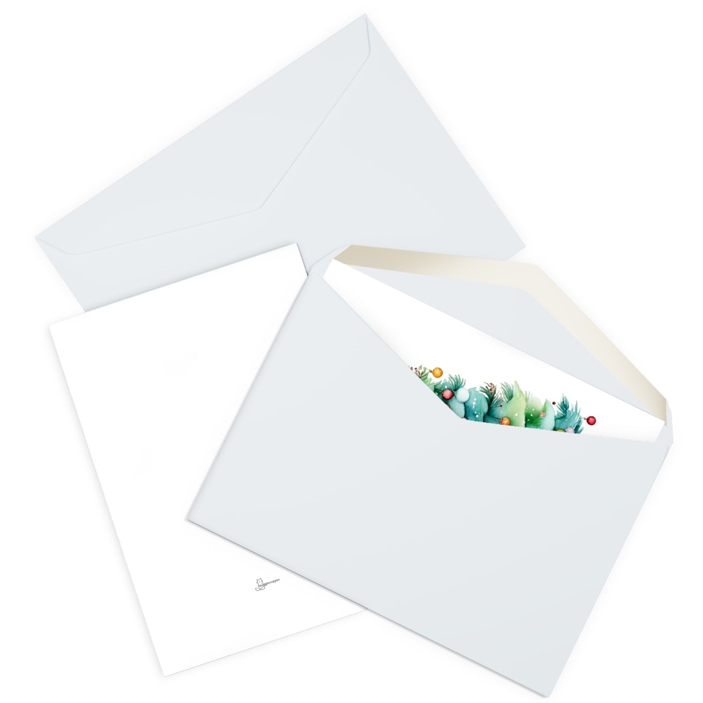 Border Collie Merry Christmas Tree Cards (5 Pack Blank Inside)