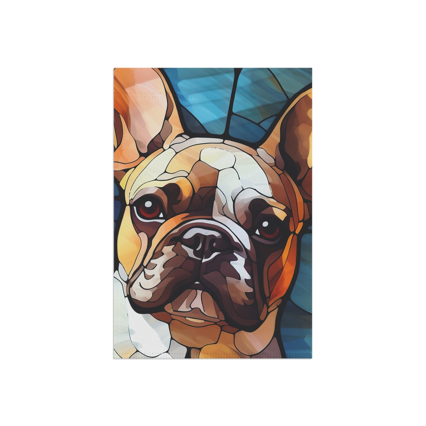 French Bulldog Face Stained Glass Look 2-Sided Garden & House Flag/Banner