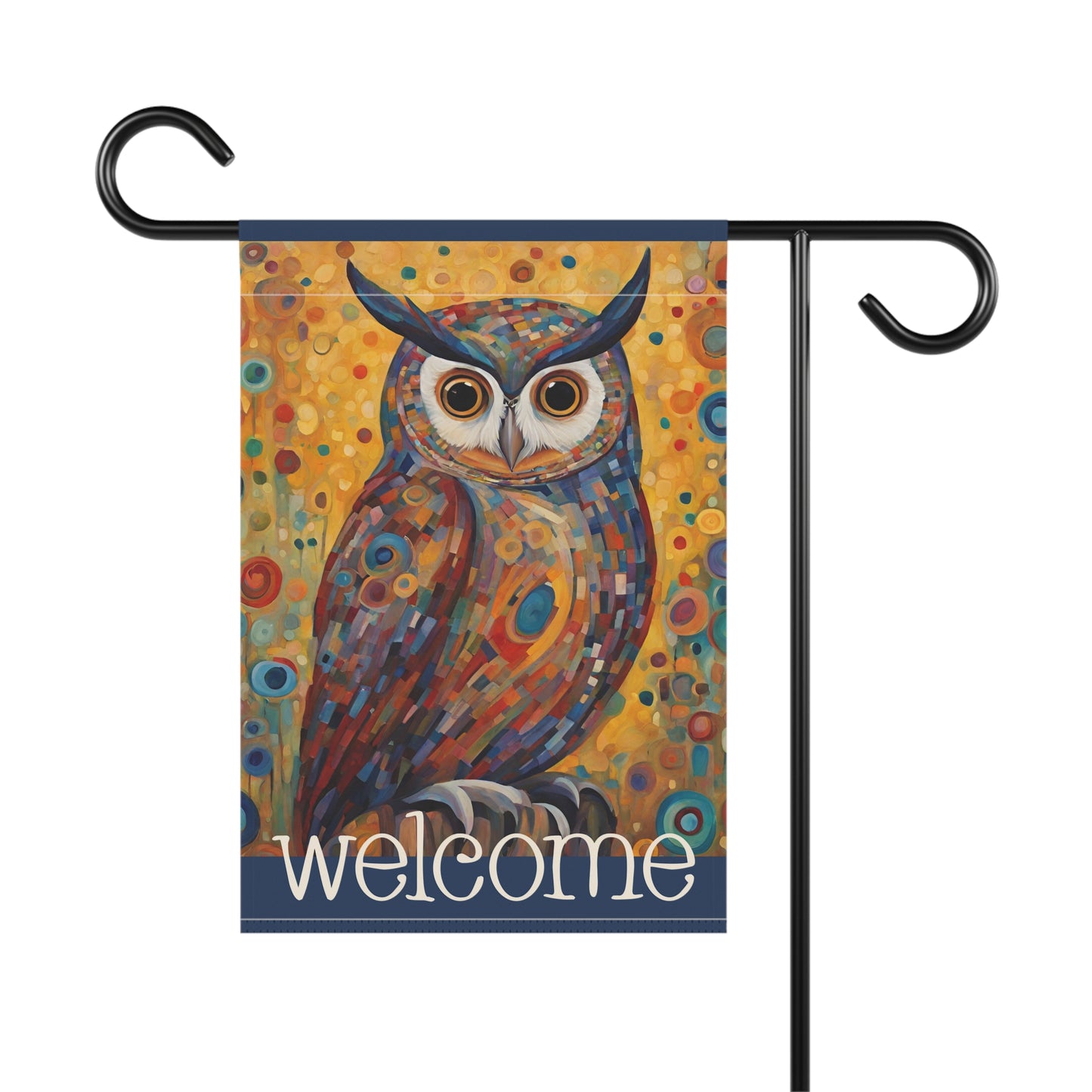 Colorful Owl Welcome 2-Sided Garden & House Flag/Banner