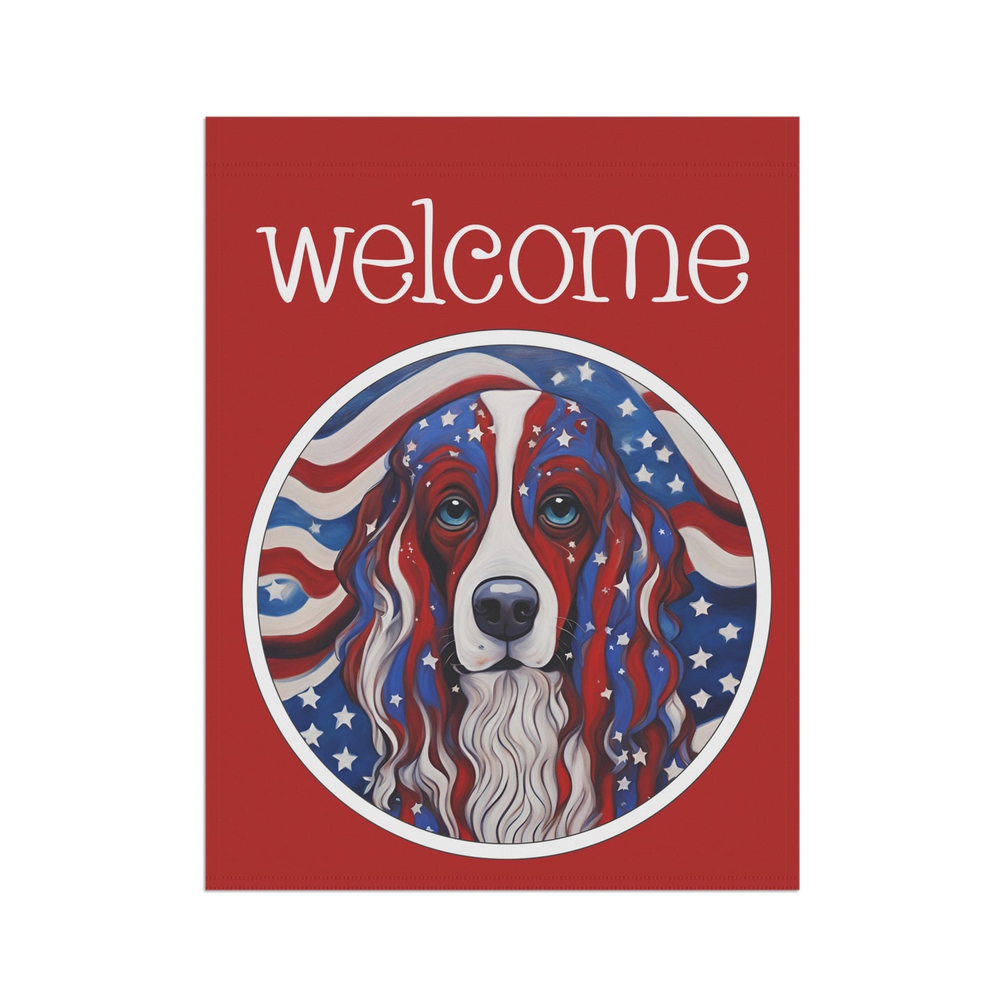 Patriotic Dog Welcome 2-Sided Garden & House Flag/Banner