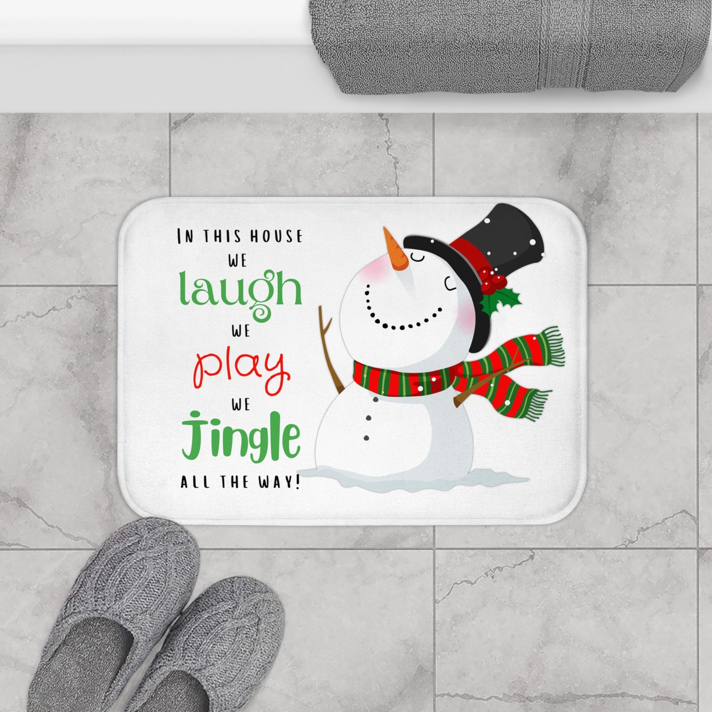 Laugh Play Jingle Snowman Microfiber Bath Mat