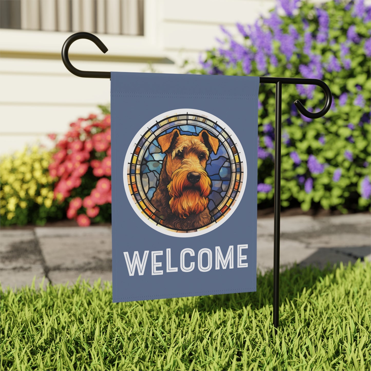 Welsh Terrier Welcome 2-Sided Garden & House Flag/Banner