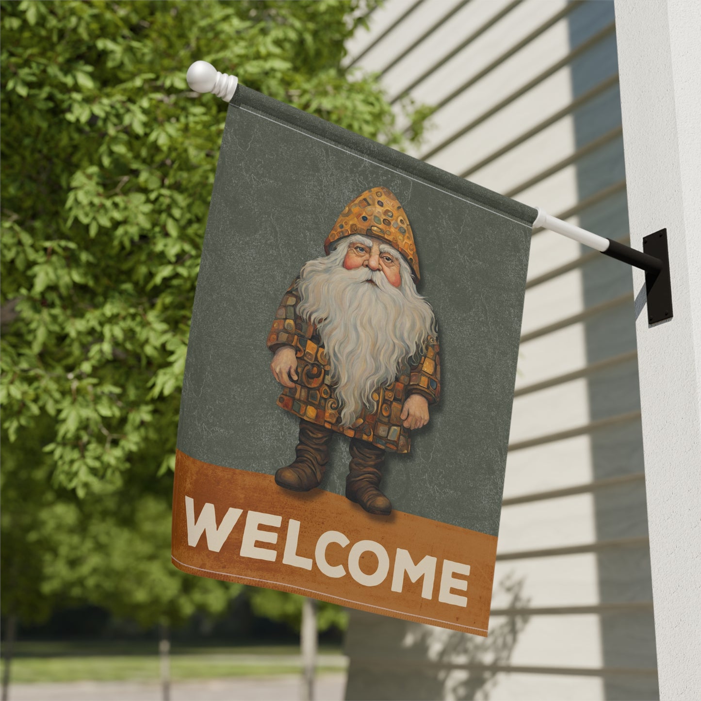 Gnome Welcome 2-Sided Garden & House Flag/Banner