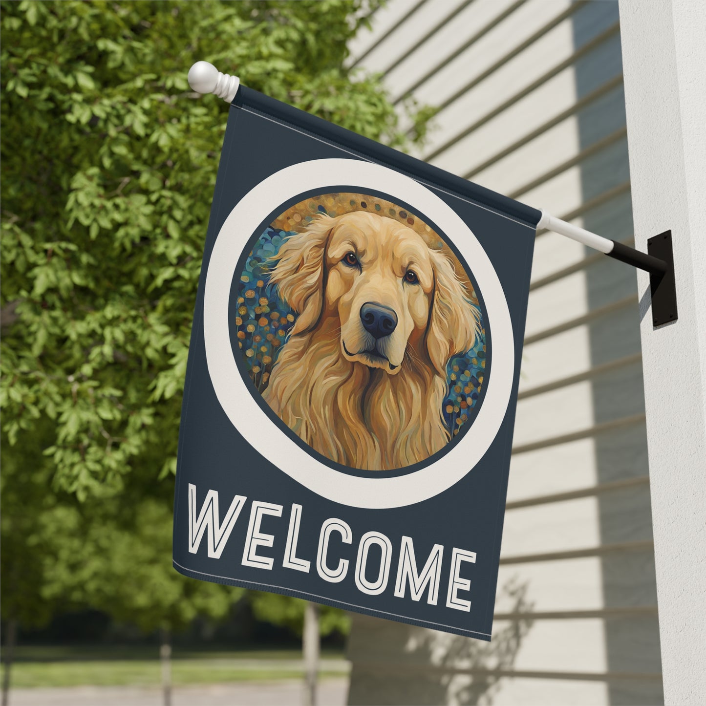 Golden Retriever 2 Welcome 2-Sided Garden & House Flag/Banner