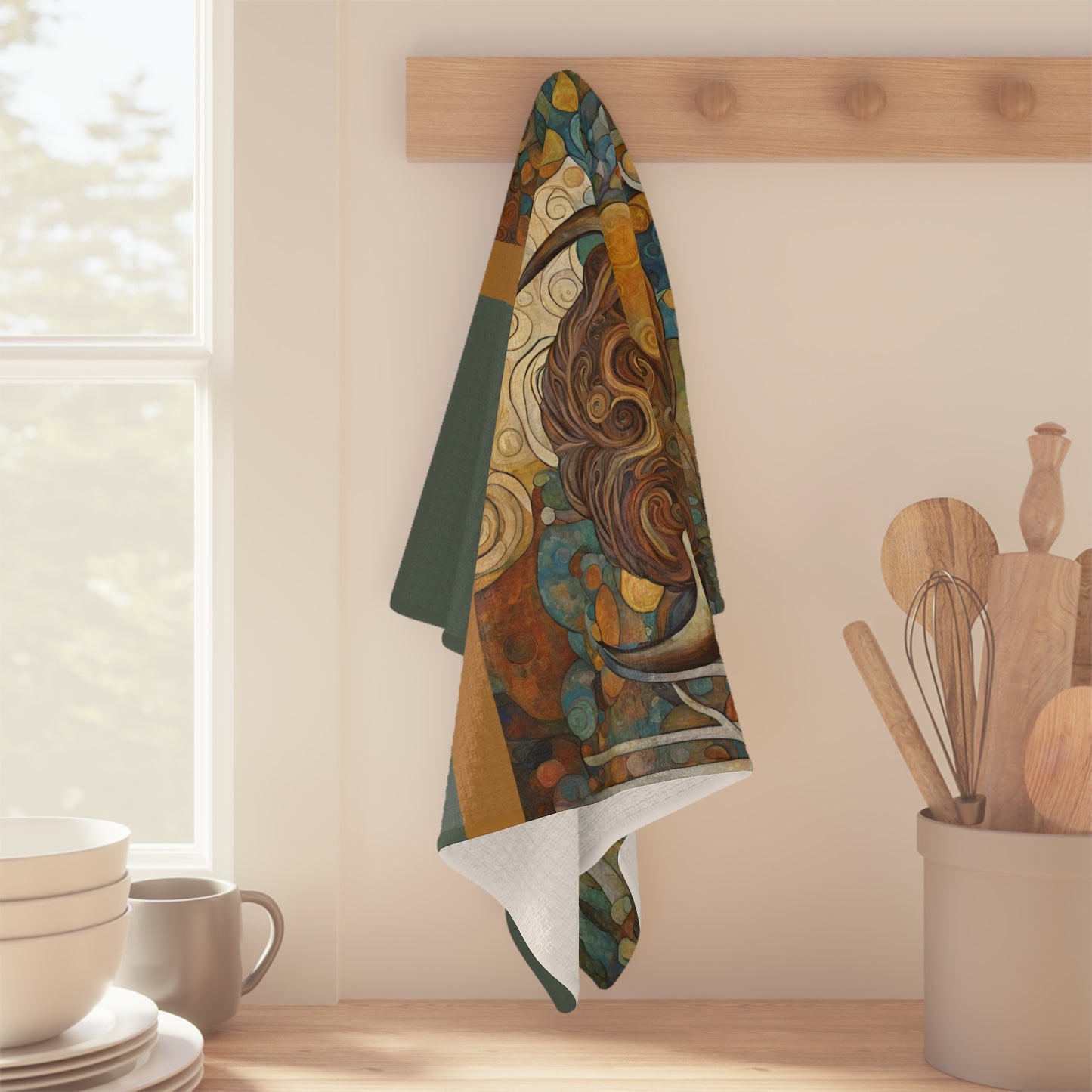 Mountain Forest Bison Microfiber Tea Towel