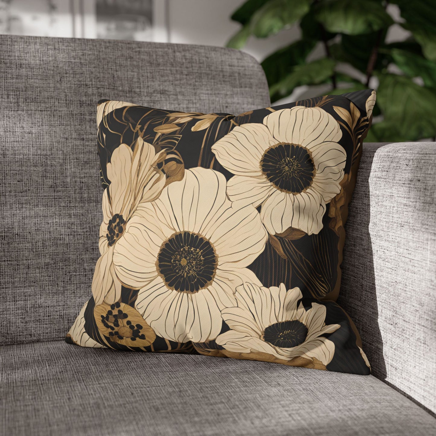 Olin Floral Square Poly Canvas Pillowcase