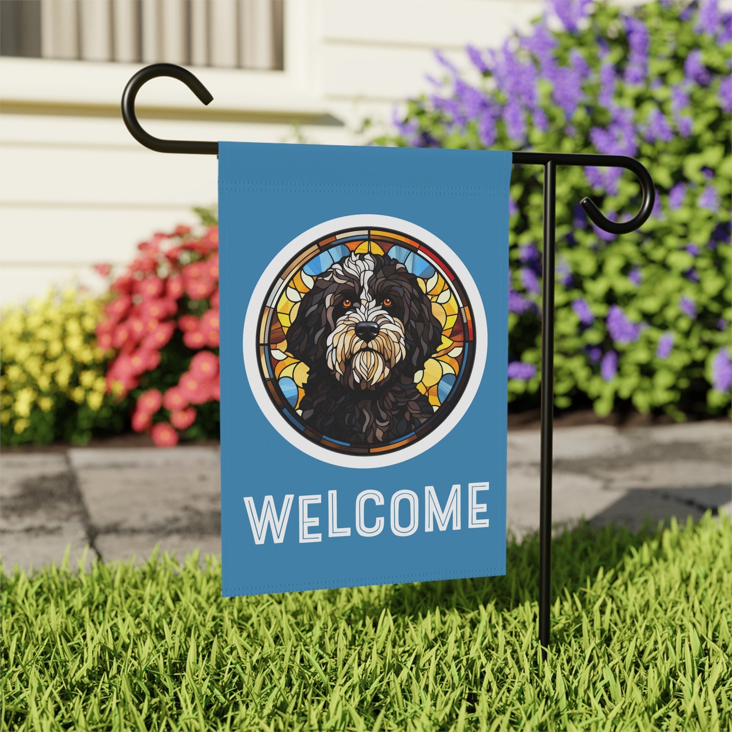 Portuguese Water Dog Welcome 2-Sided Garden & House Flag/Banner