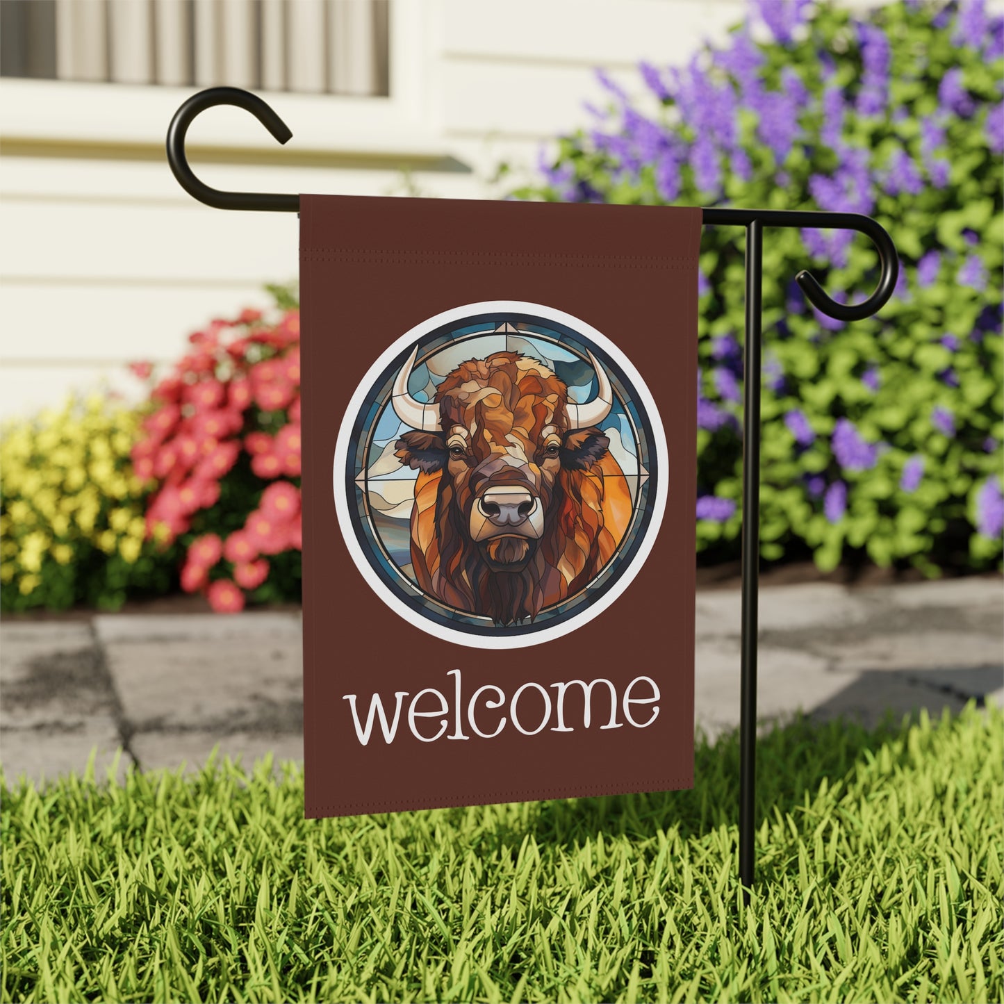 Bison Welcome 2-Sided Garden & House Flag/Banner