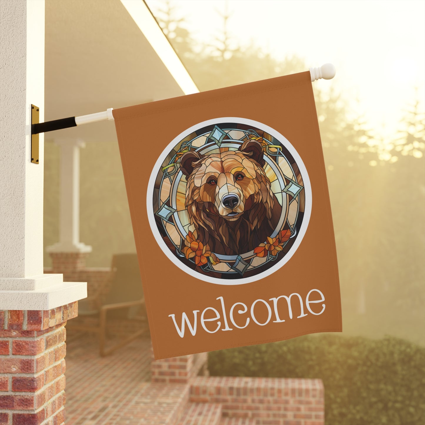 Brown Bear Welcome 2-Sided Garden & House Flag/Banner