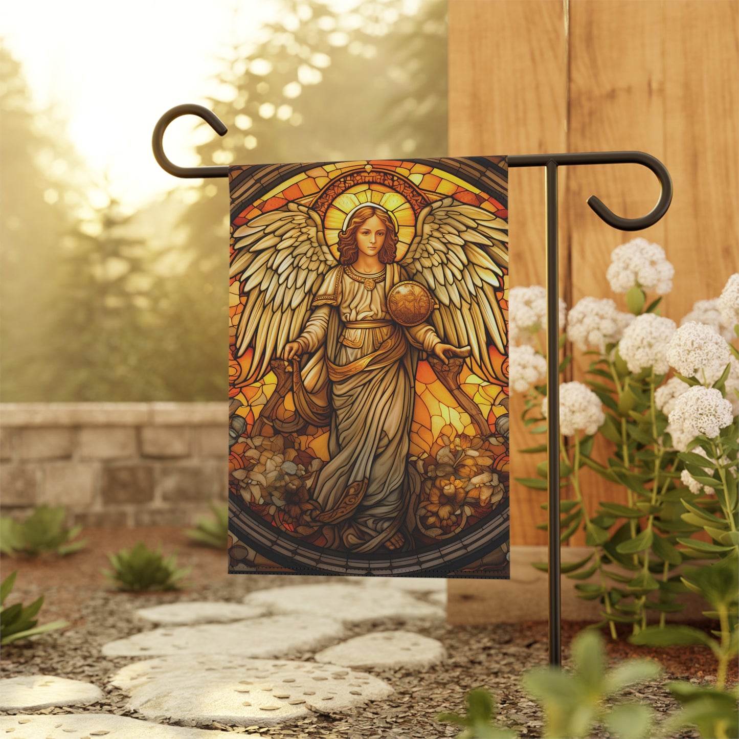 Stained Glass Angel(3) 2-Sided Garden & House Banner