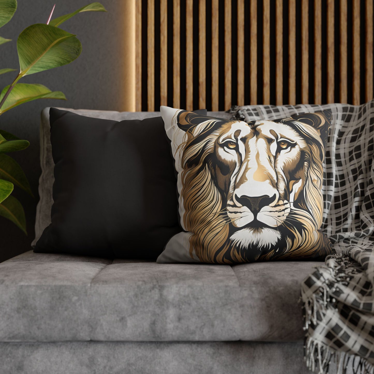 Lion Square Poly Canvas Pillowcase