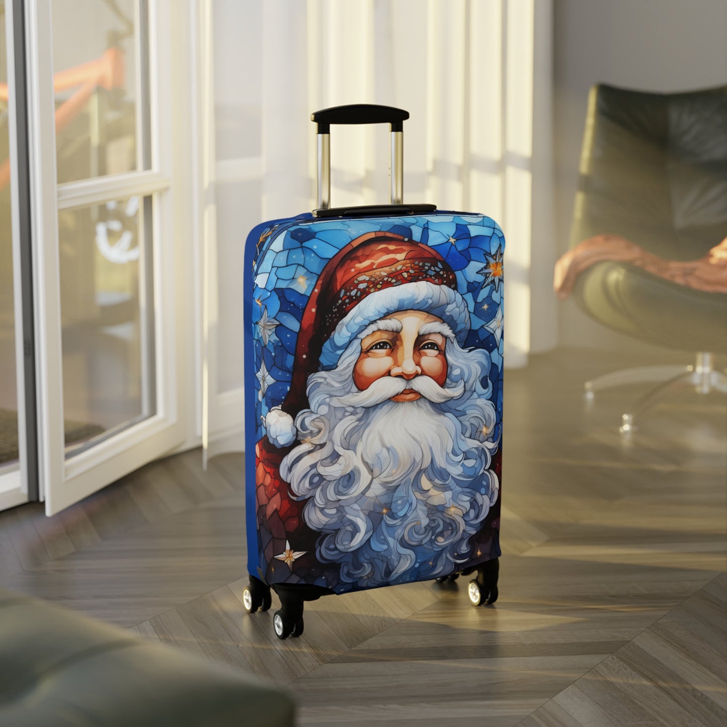 Stained Glass Santa Luggage Cover