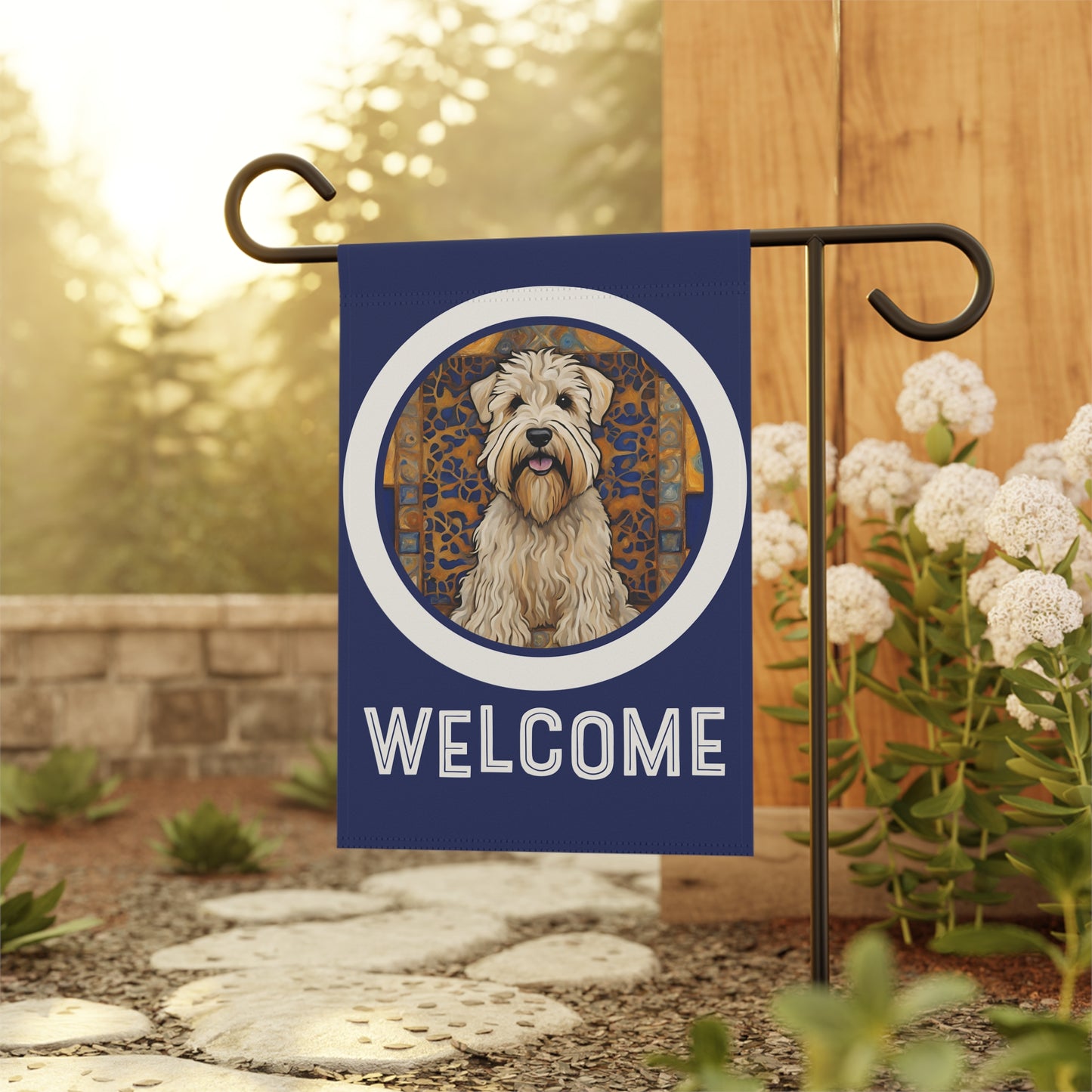 Wheaten Terrier Welcome 2-Sided Garden & House Flag/Banner