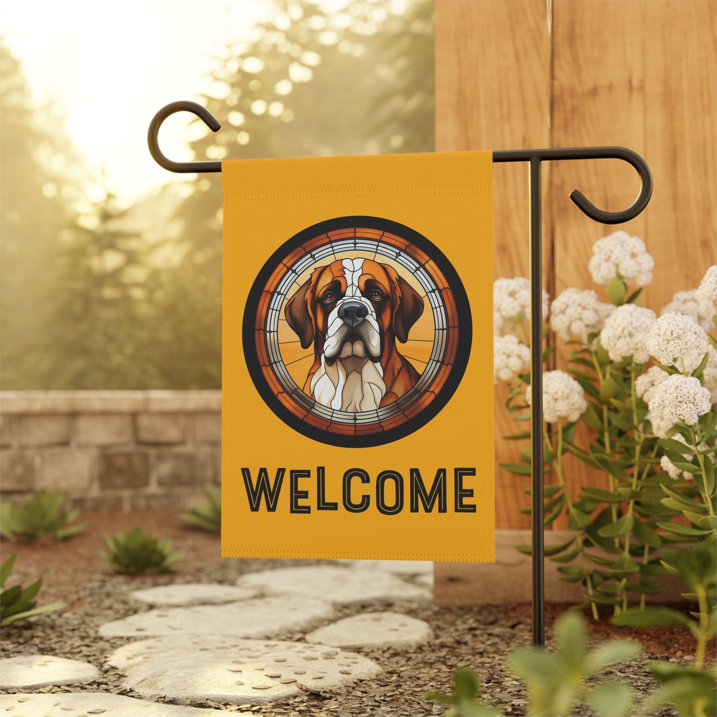 Saint Bernard Welcome 2-Sided Garden & House Flag/Banner
