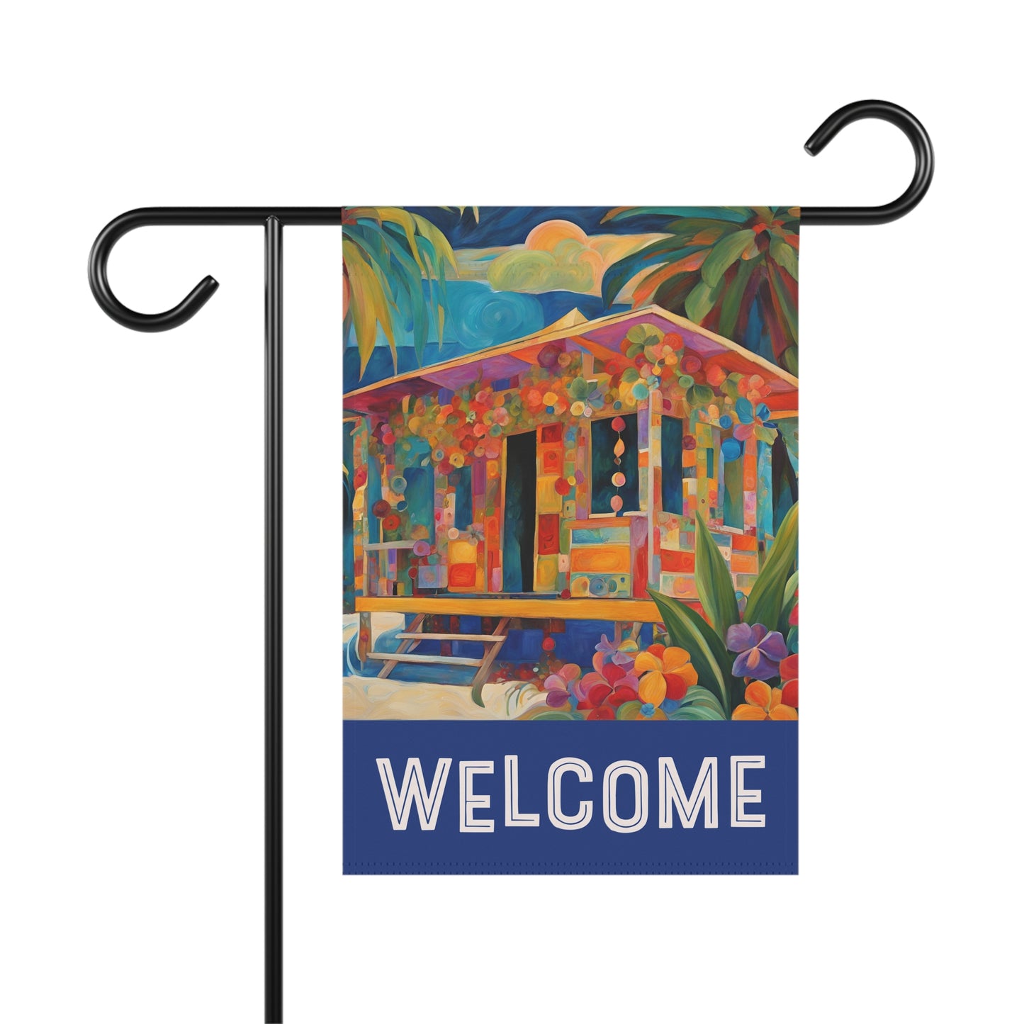 Tropical Hideout Welcome 2-Sided Garden & House Flag/Banner