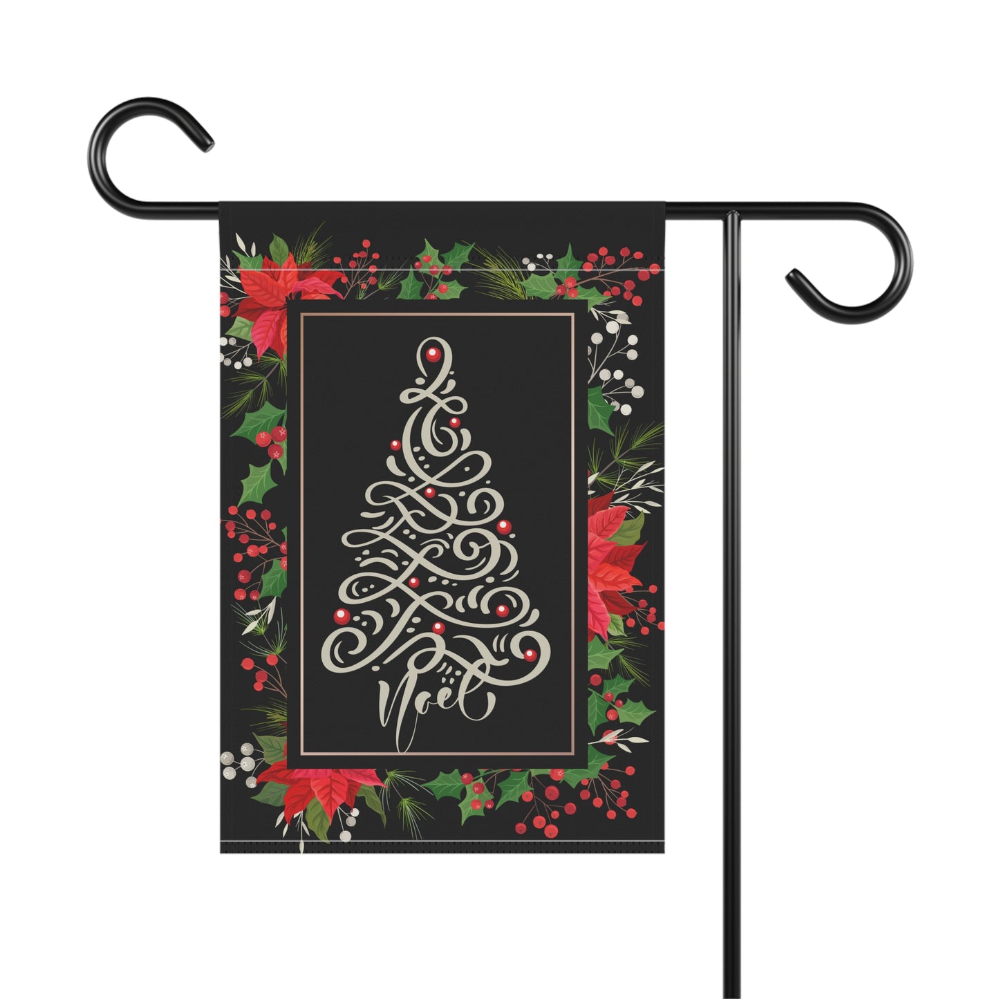 Black Noel Tree 2-Sided Garden & House Banner