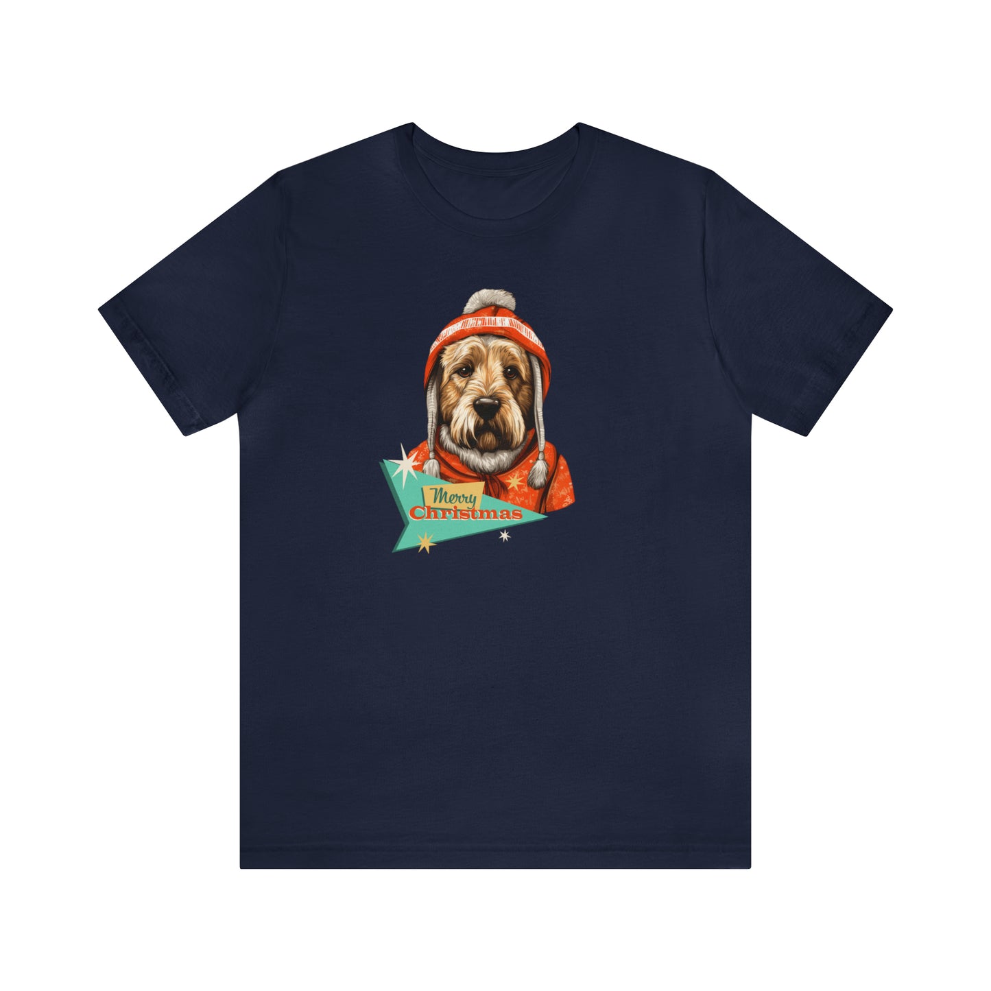 Soft Coated Wheaten Terrier Retro Merry Christmas Unisex Jersey Short Sleeve Tee