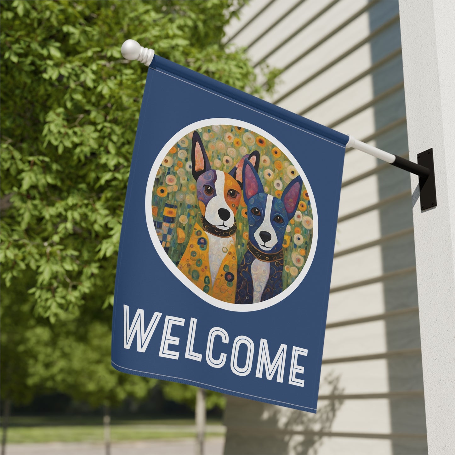 Booter & Hallie Welcome 2-Sided Garden & House Flag/Banner