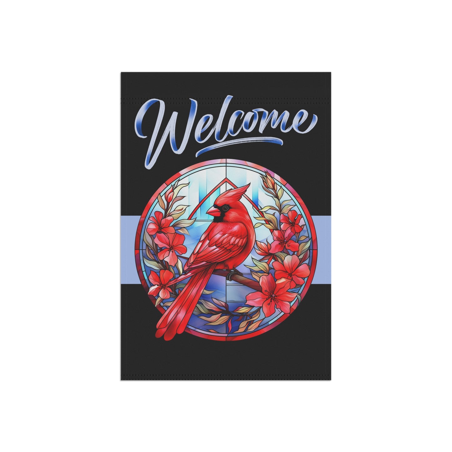 Stained Glass Cardinal 6 Welcome 2-Sided Garden & House Banner