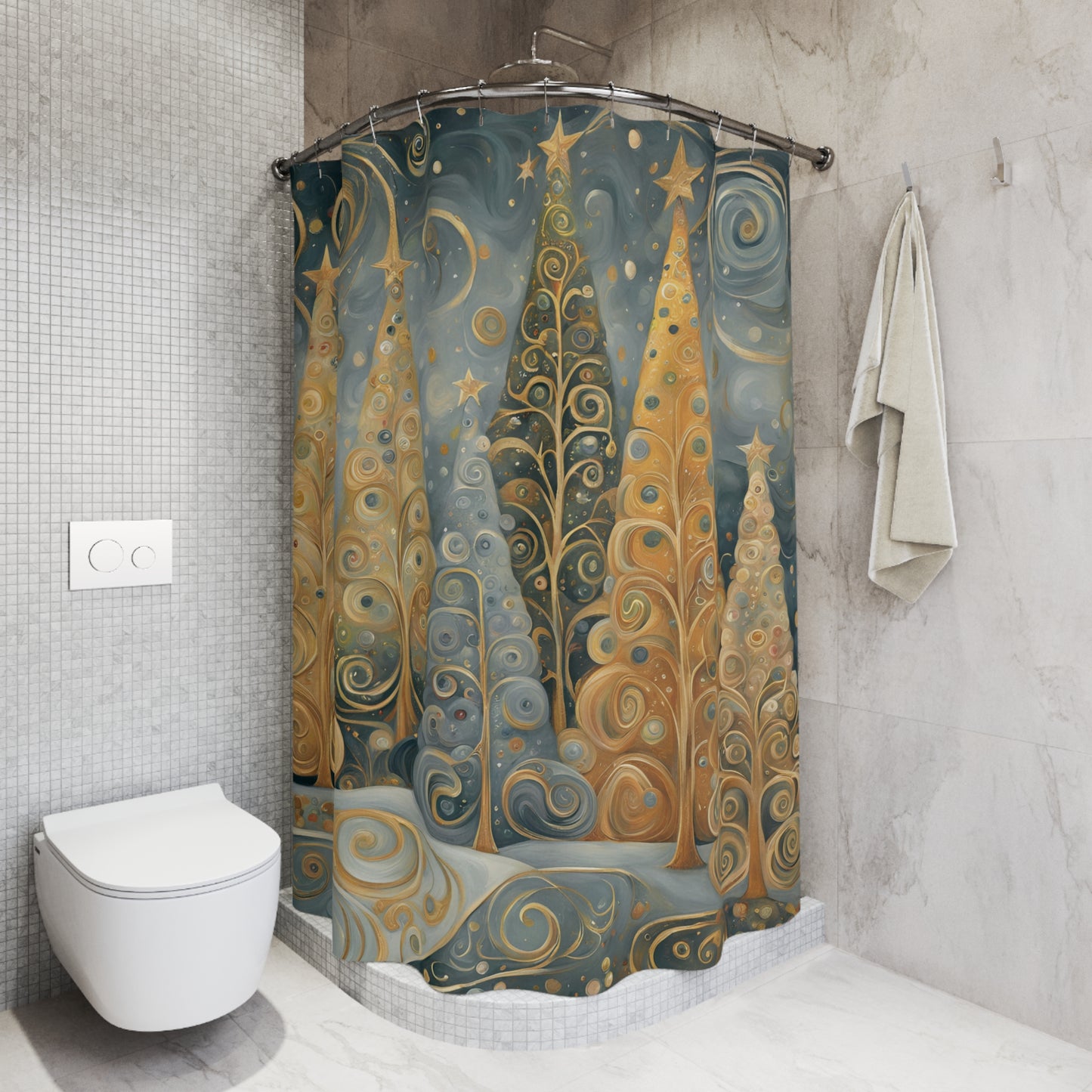 Neutral Fantastical Trees Shower Curtain