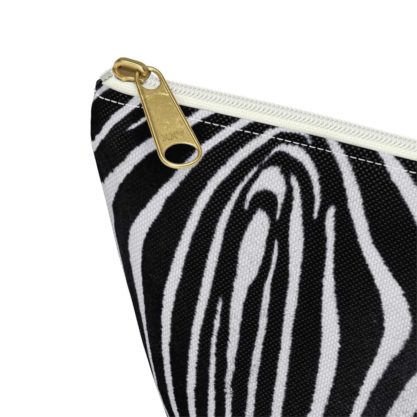 Zebra Closeup Black & White Makeup Zipper Accessory Pouch w T-bottom