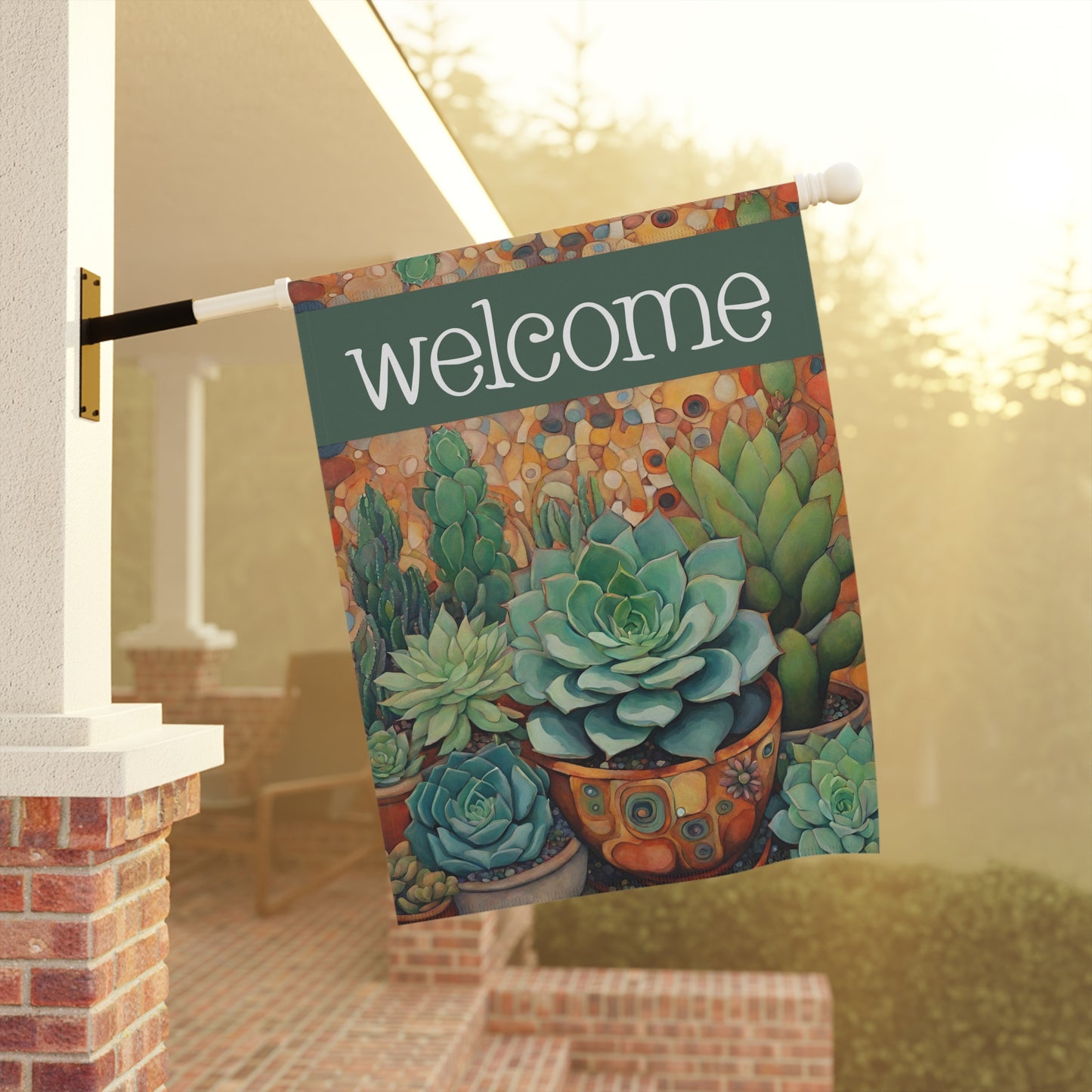 Succulents Welcome 2-Sided Garden & House Flag/Banner