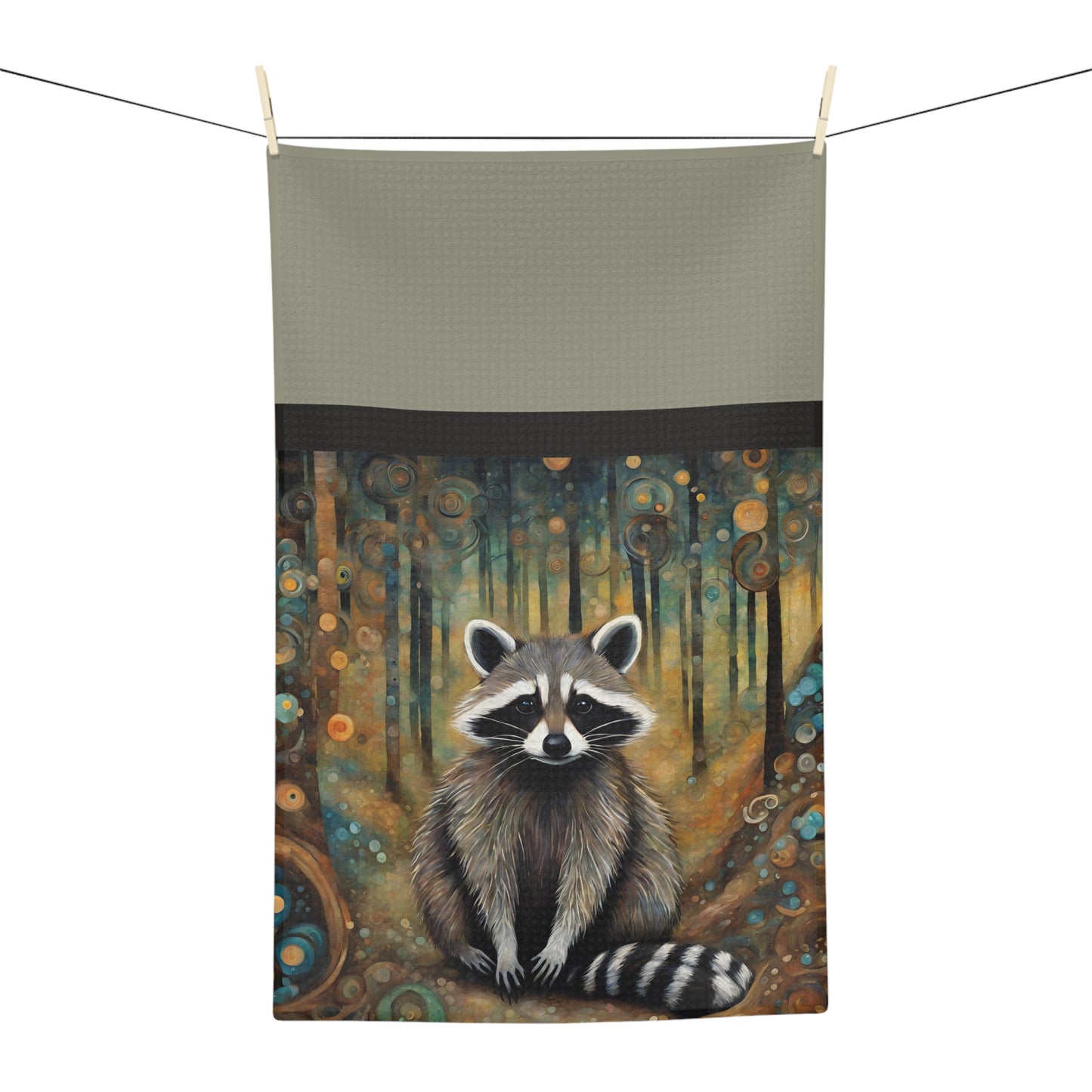 Mountain Forest Raccoon Microfiber Tea Towel