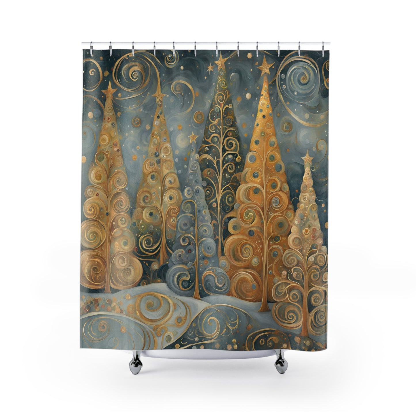 Neutral Fantastical Trees Shower Curtain