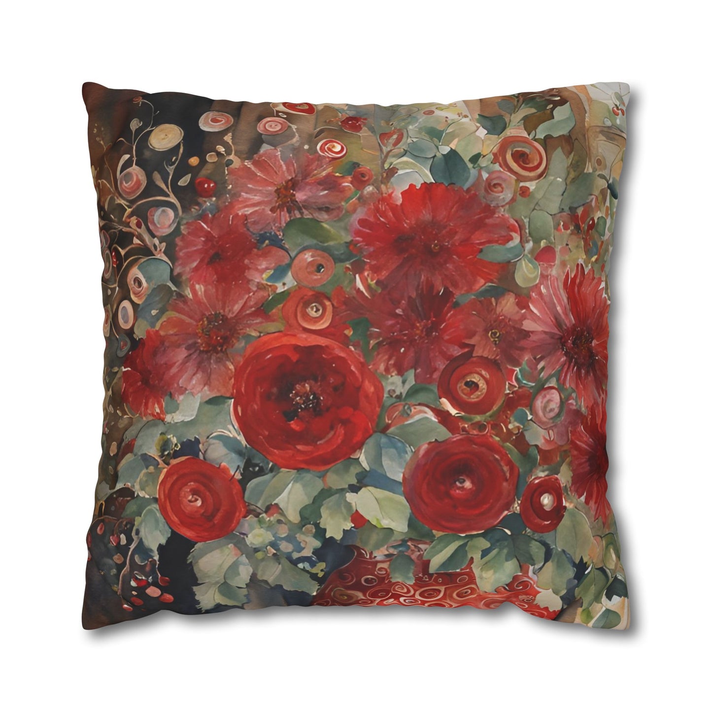 Gran Loves Red Square Poly Canvas Pillowcase