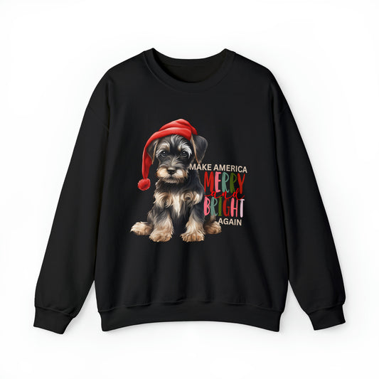 Santa Dog Make America Merry & Bright Again Unisex Heavy Blend™ Crewneck Sweatshirt