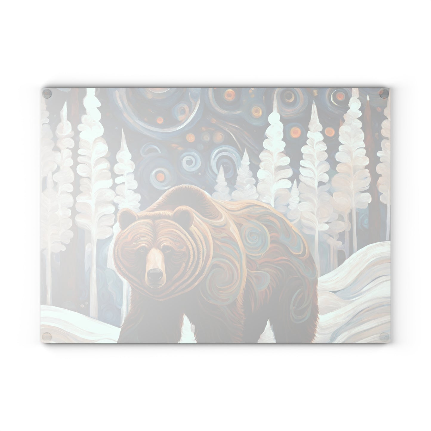 Grizzly in the Snow Tempered Glass Cutting Board