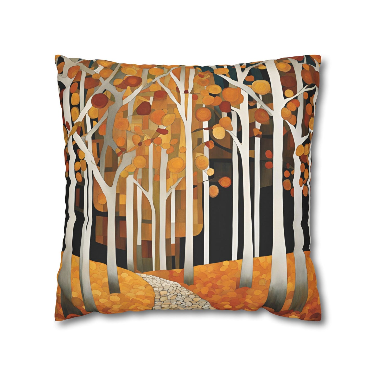 Autumn Path Square Poly Canvas Pillowcase