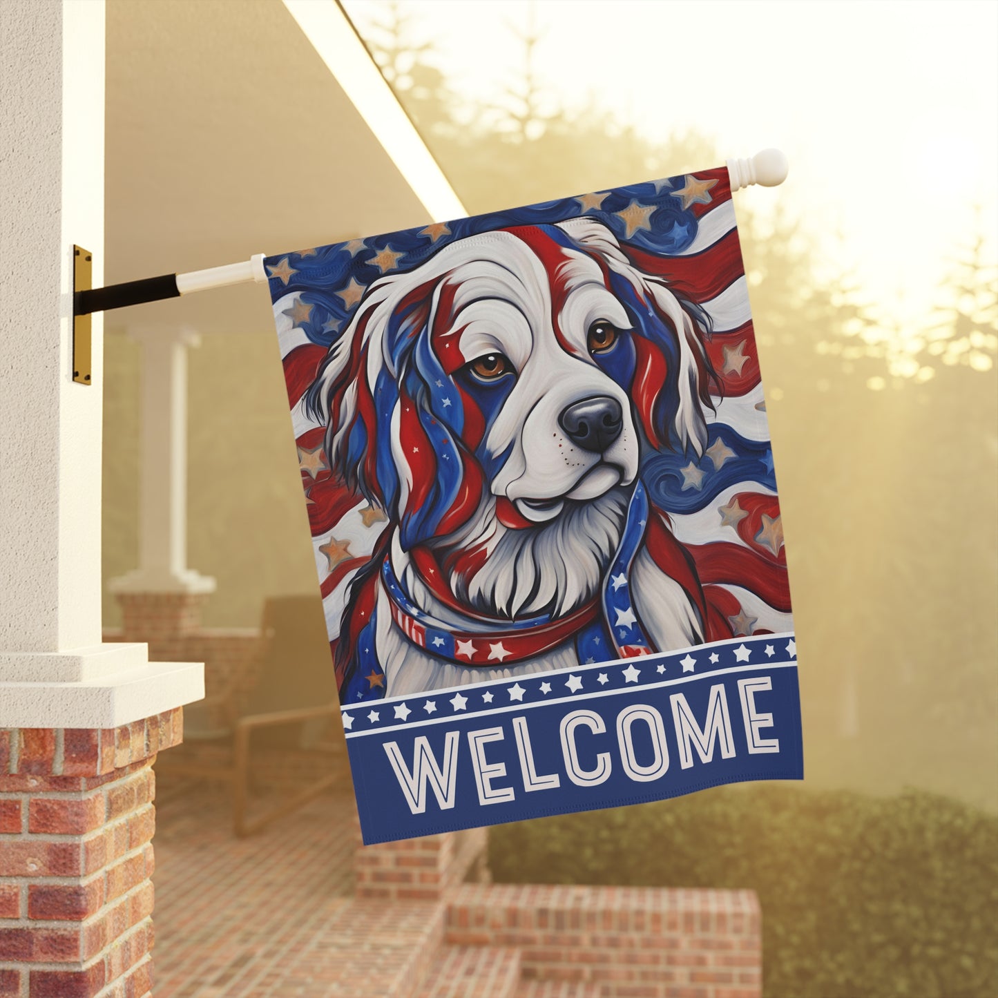 All American Dog Welcome 2-Sided Garden & House Flag/Banner