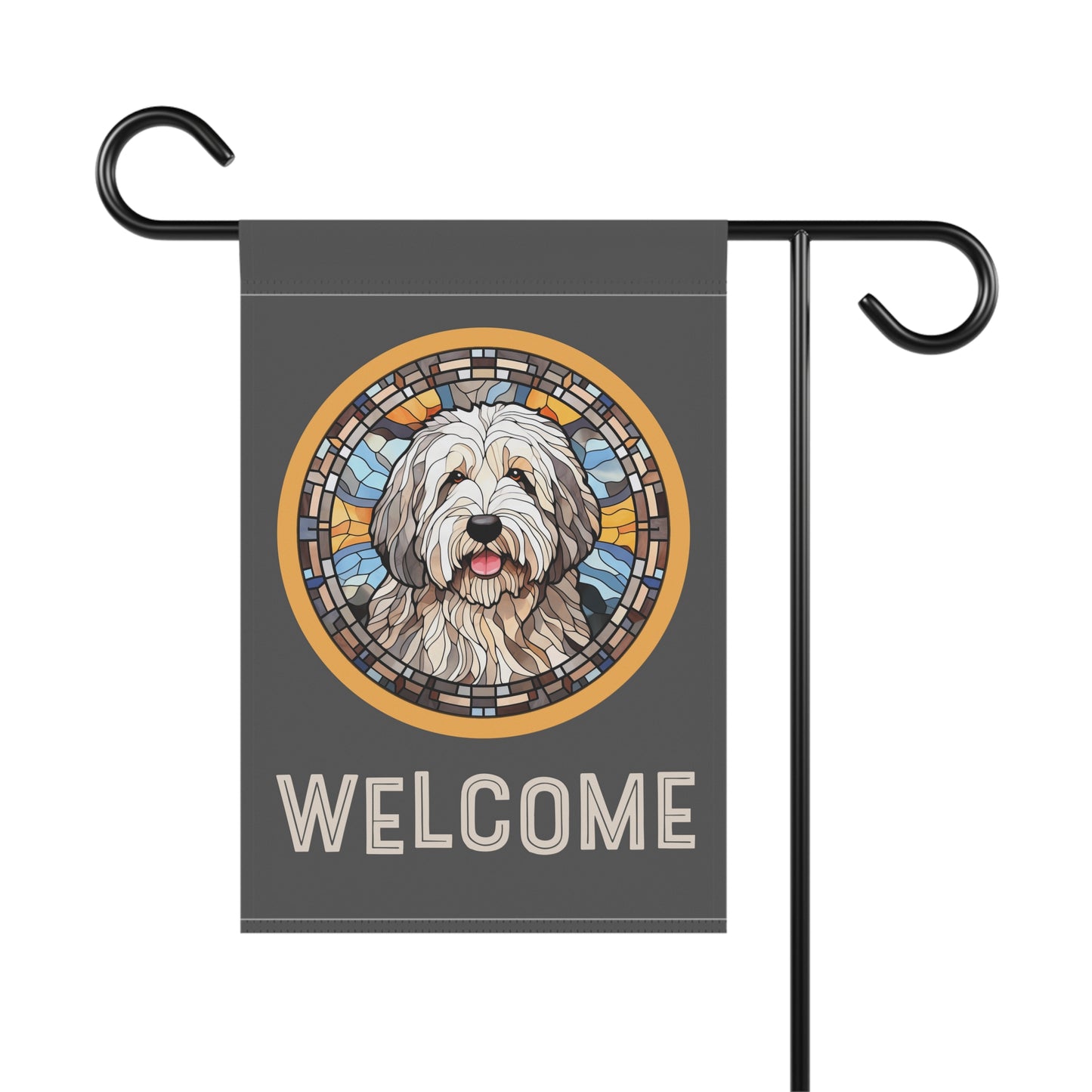 Old English Sheepdog Welcome 2-Sided Garden & House Flag/Banner