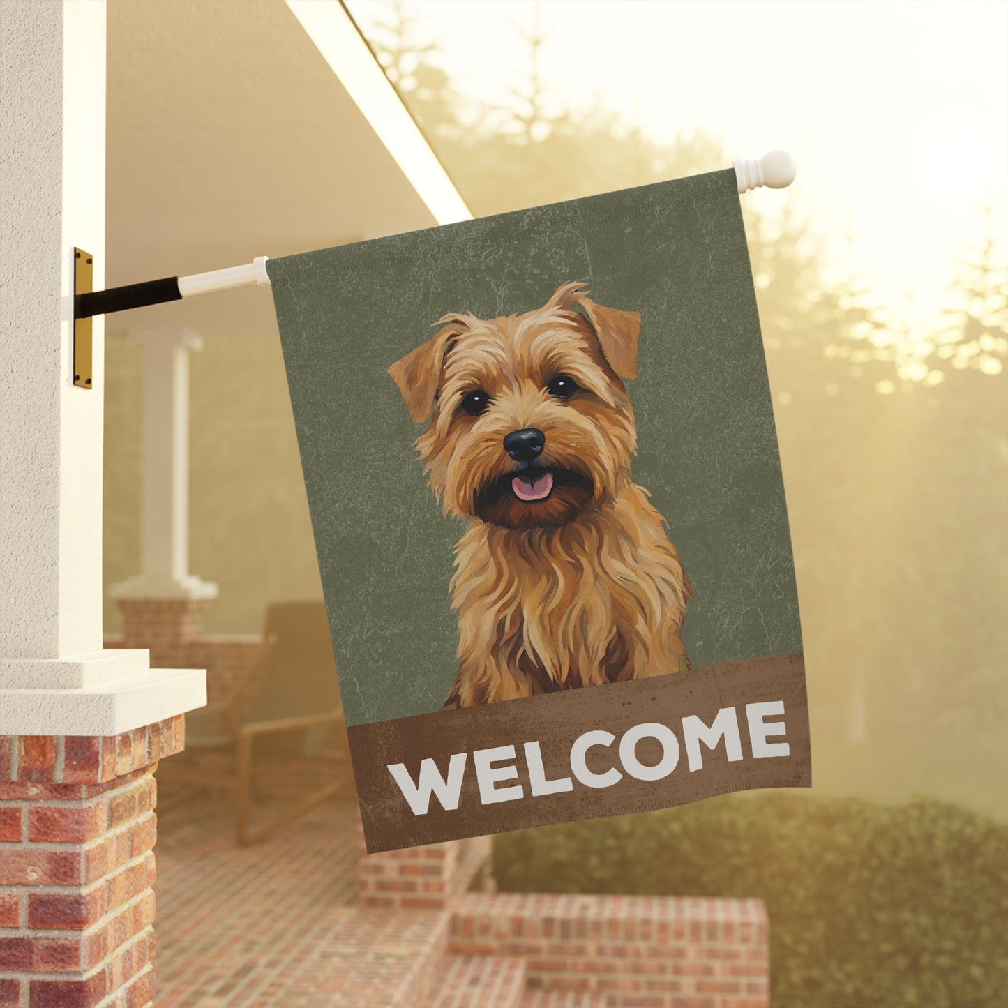 Norfolk Terrier Welcome 2-Sided Garden & House Flag/Banner