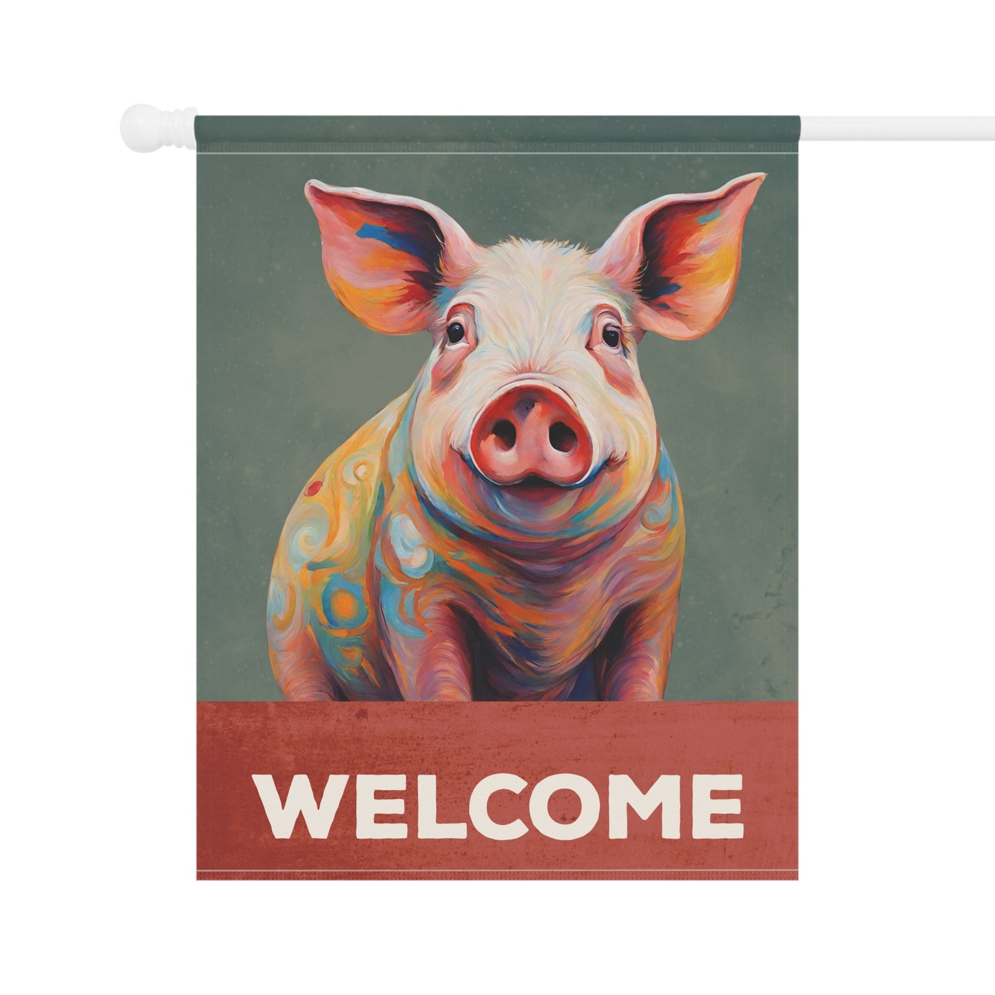 Pig Welcome 2-Sided Garden & House Flag/Banner