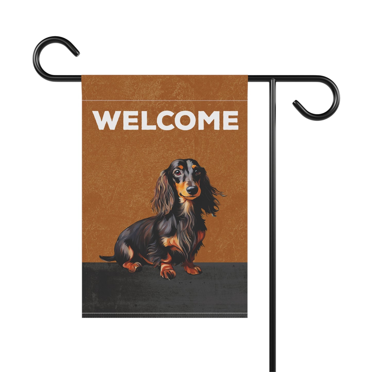Dachshund (Long Hair) Welcome 2-Sided Garden & House Flag/Banner
