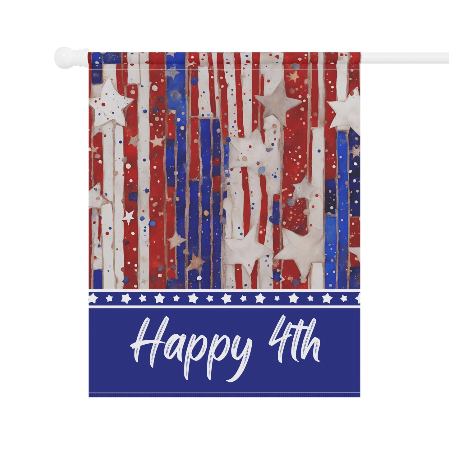 Happy 4th 2-Sided Garden & House Flag/Banner