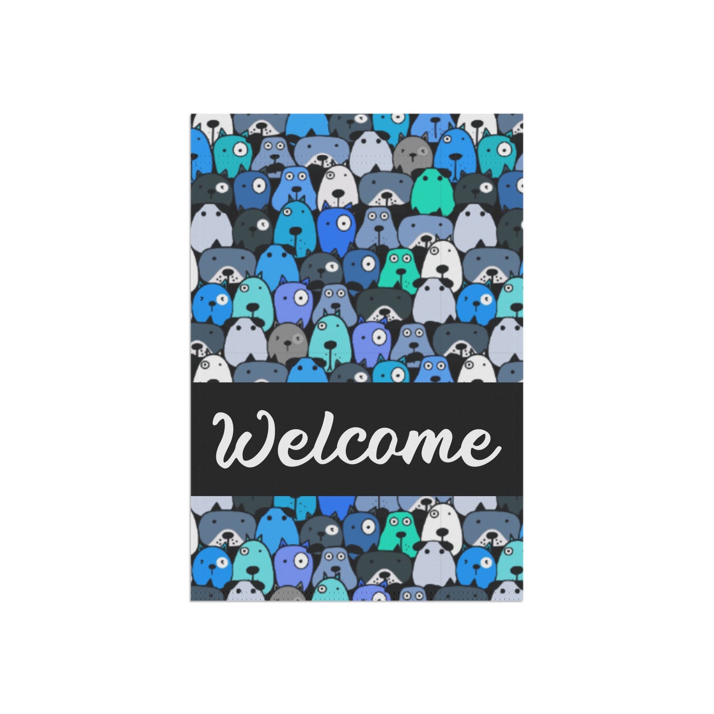 Blue Pups Welcome 2-Sided Garden & House Flag/Banner