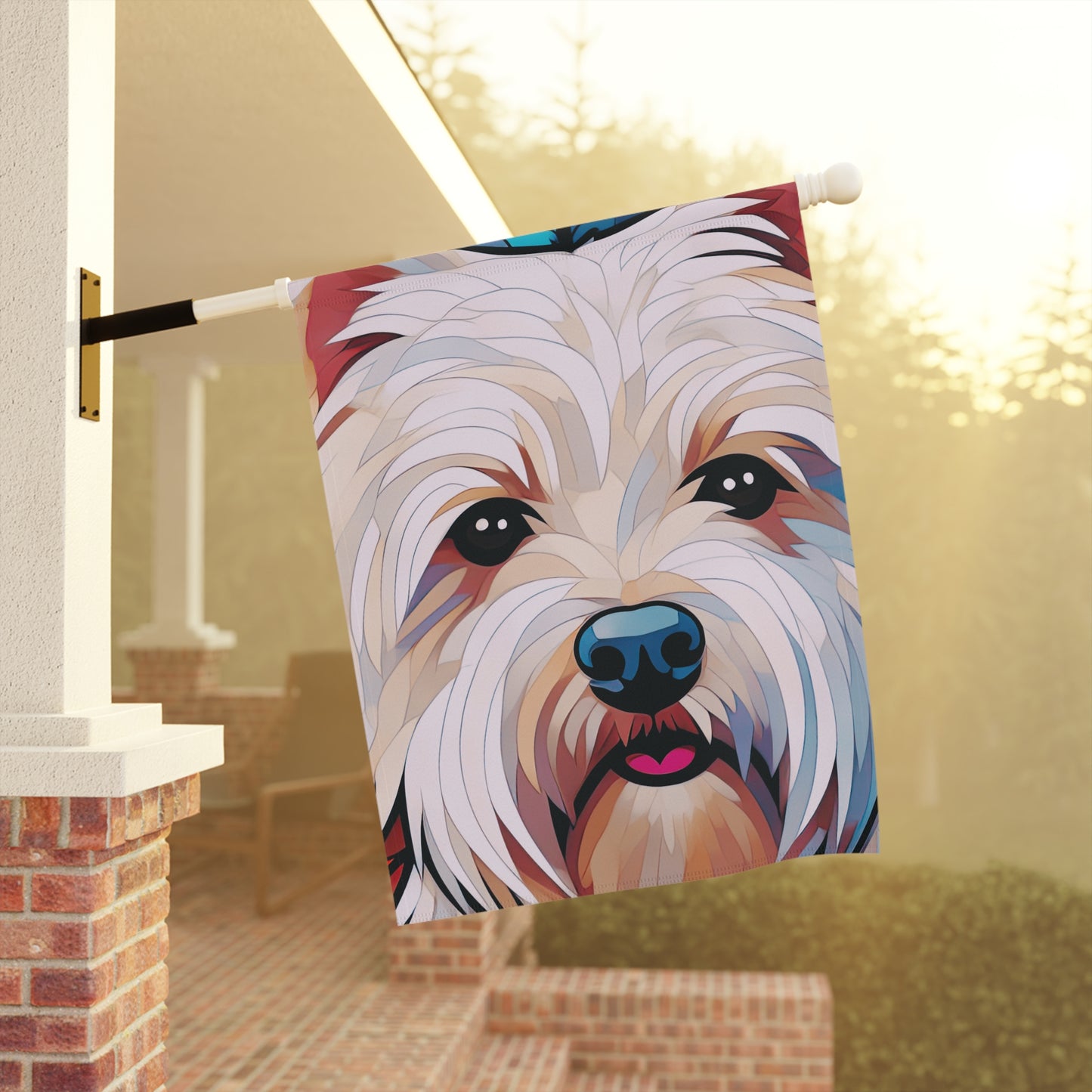 West Highland Terrier Face Stained Glass Westie 2-Sided Garden & House Flag/Banner