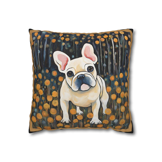 Have a Seat Frenchie Square Poly Canvas Pillowcase