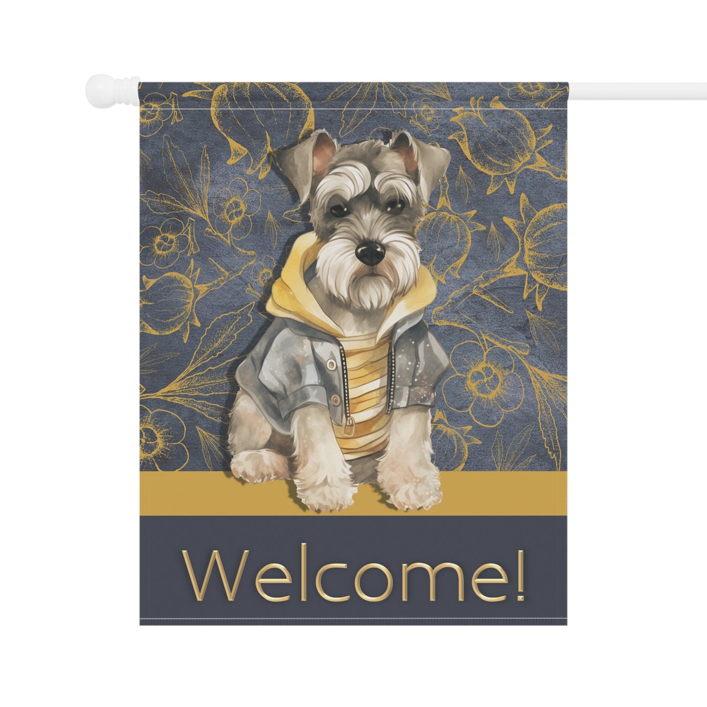 Miniature Schnauzer in Jacket Welcome 2-Sided Garden & House Flag/Banner