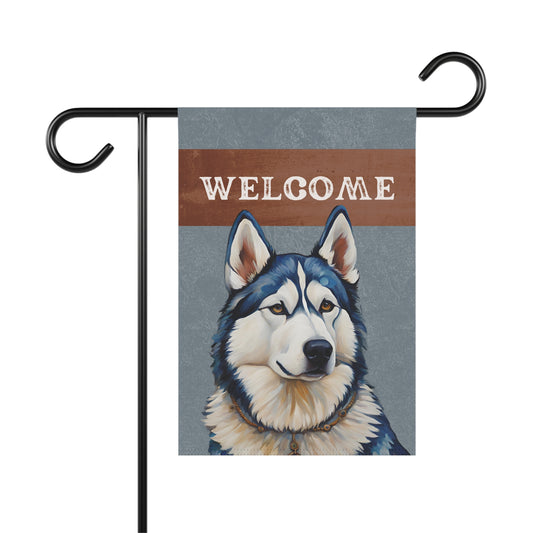 Siberian Husky Welcome 2-Sided Garden & House Flag/Banner