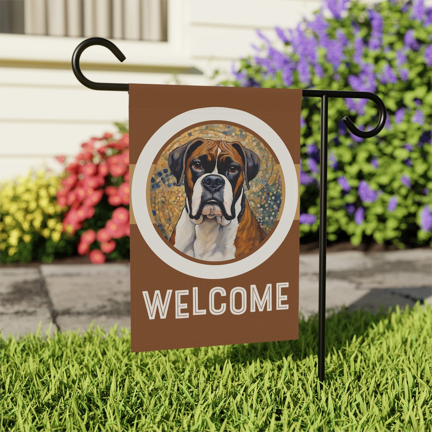 Boxer Welcome 2-Sided Garden & House Flag/Banner