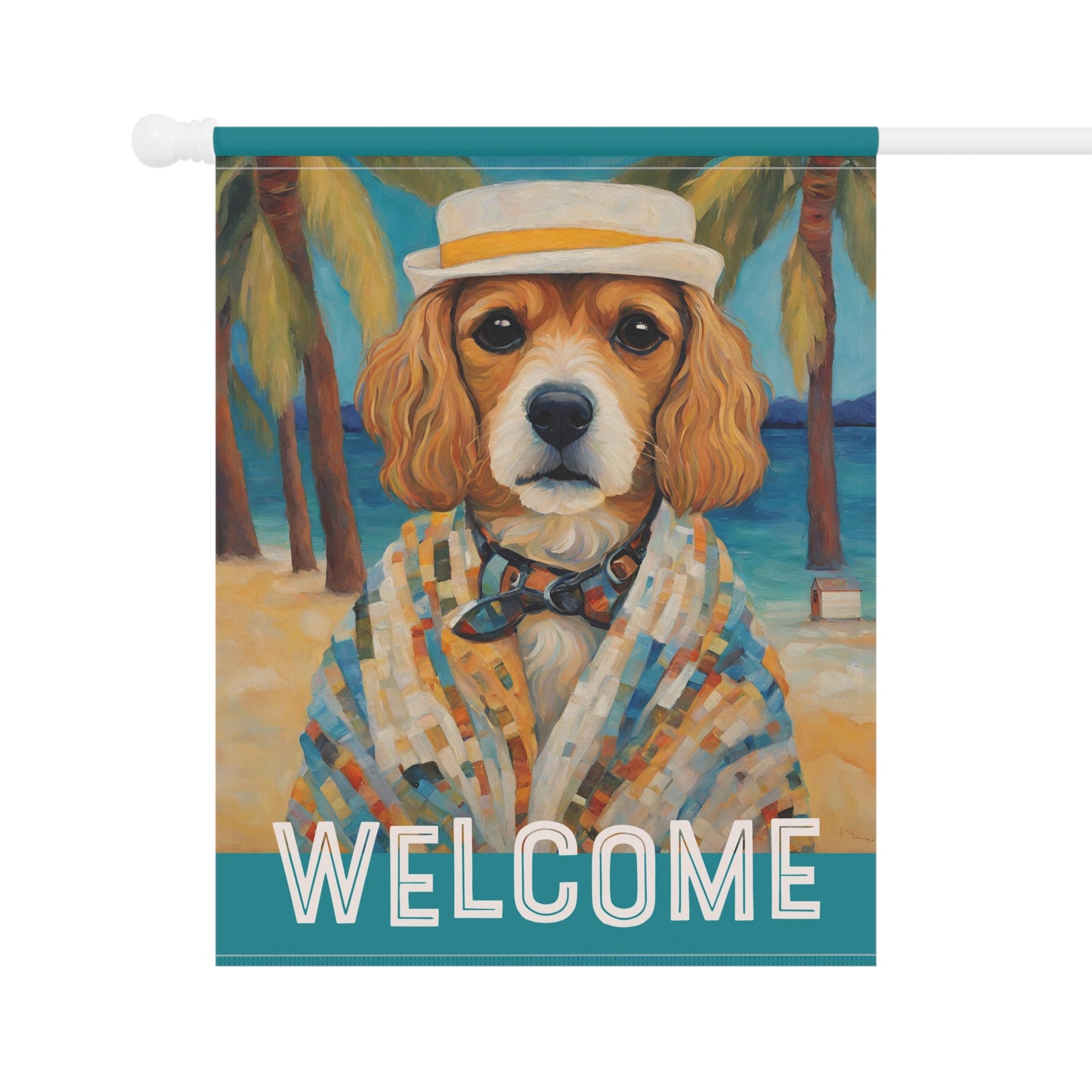 Beach Dog Welcome 2-Sided Garden & House Flag/Banner